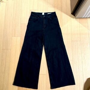 Wide leg black denim jeans